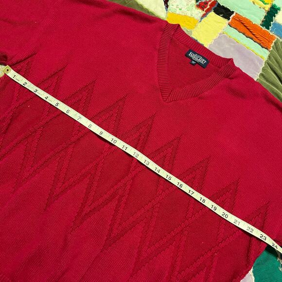 Vintage Lands End Woven Wrap Around Red Sweater XL - Picture 5 of 6